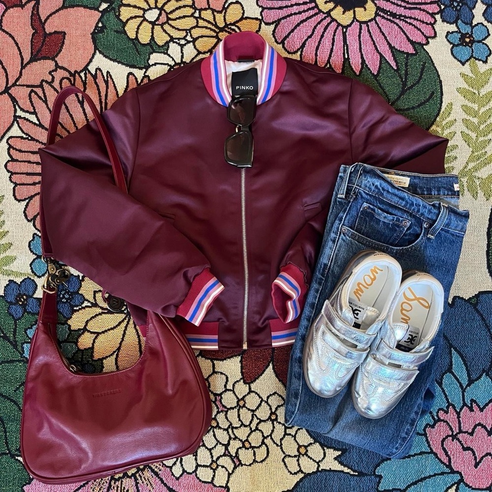 Pinko Women's Deep Burgundy Bomber Jacket